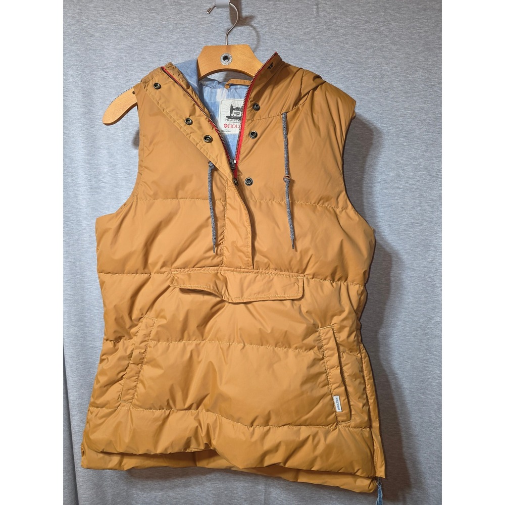 Holden Womens Mustard Yellow Quilted Hooded Puffer Vest Side Zip Size L
